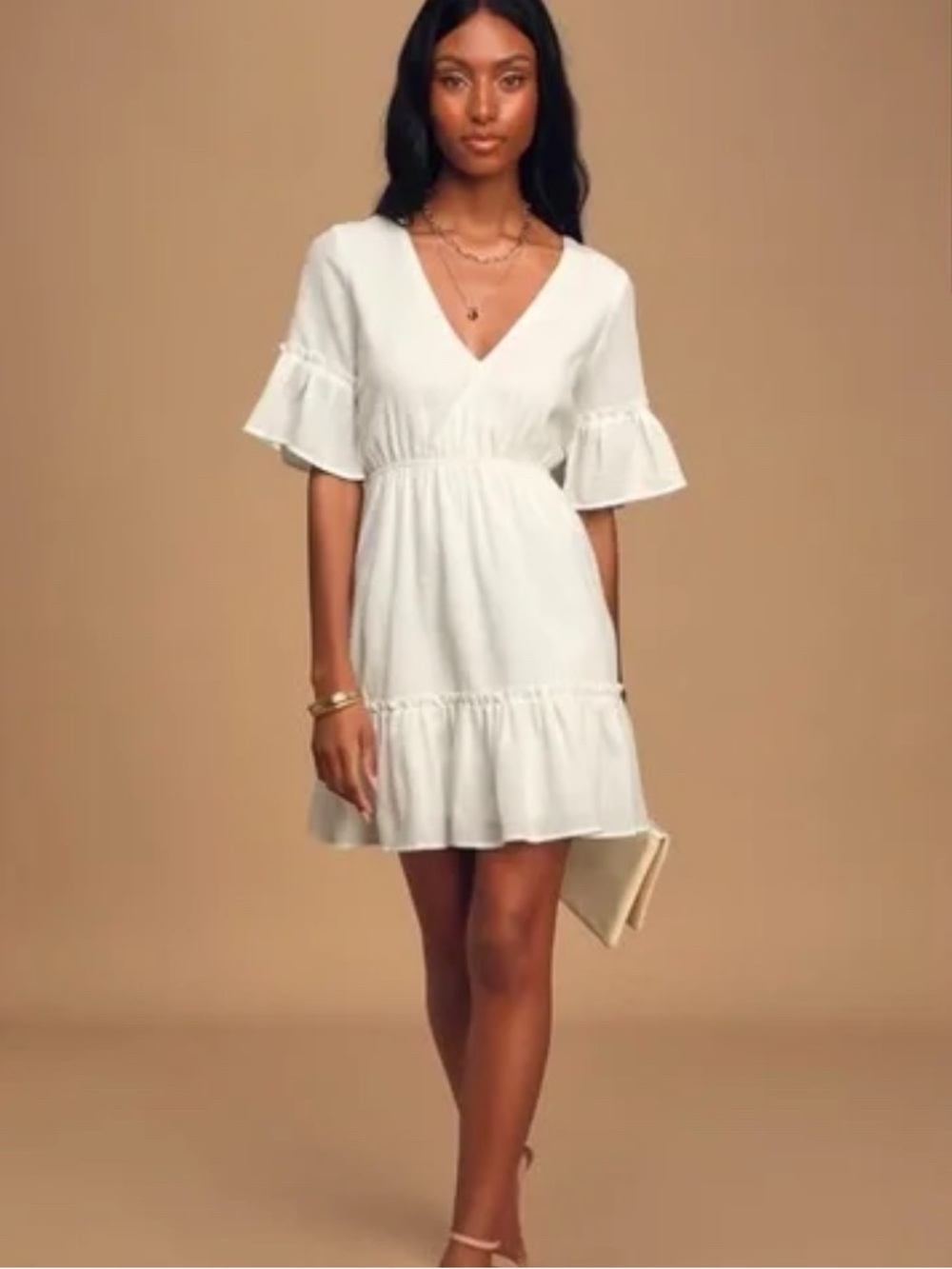 Lulus Short Sleeve Mini Dress in White